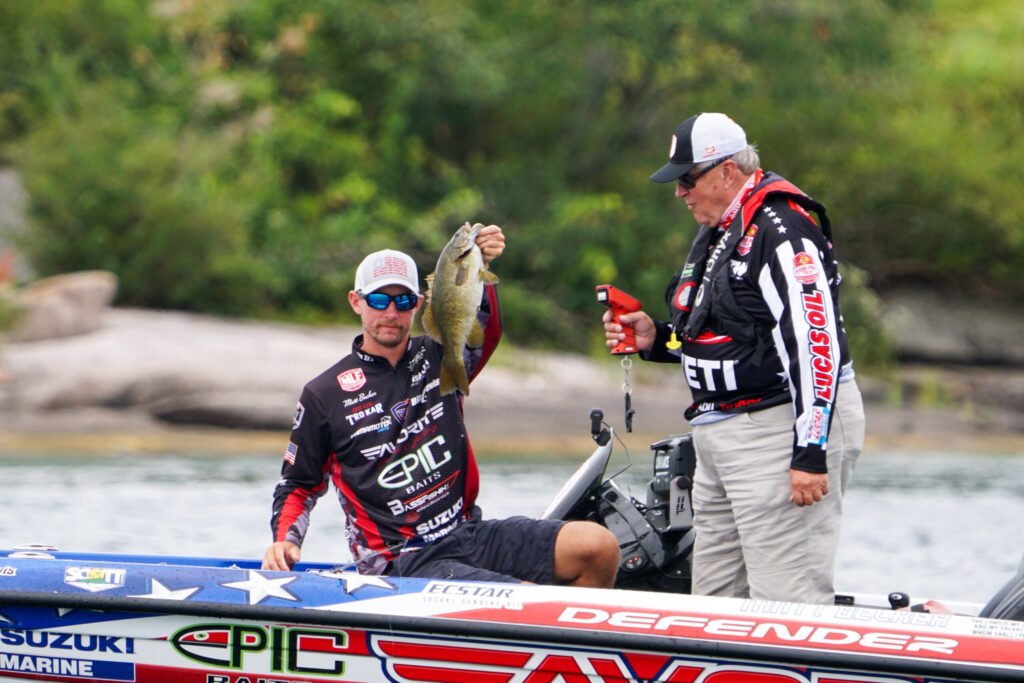 Reigning Angler of the Year catches 30 smallmouth weighing 106-7 to take 26-pound lead in Group A – Group B to begin competition Wednesday